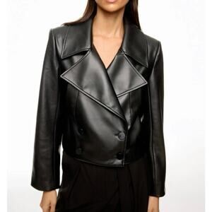 Eudon Choi Leather Oversized Collar Jacket Medium